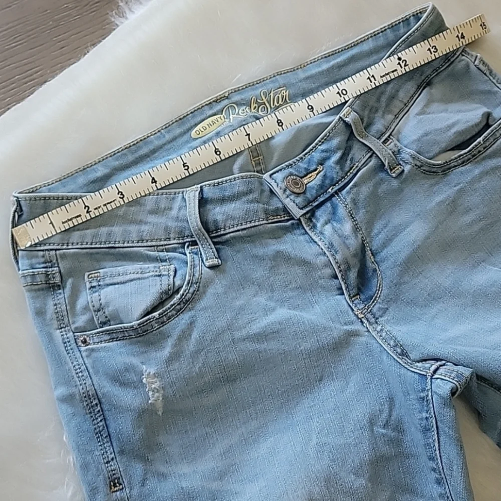 OLD NAVY The Rock‎ Star Light Wash Skinny Distressed Destroyed Stretch Jeans 6L